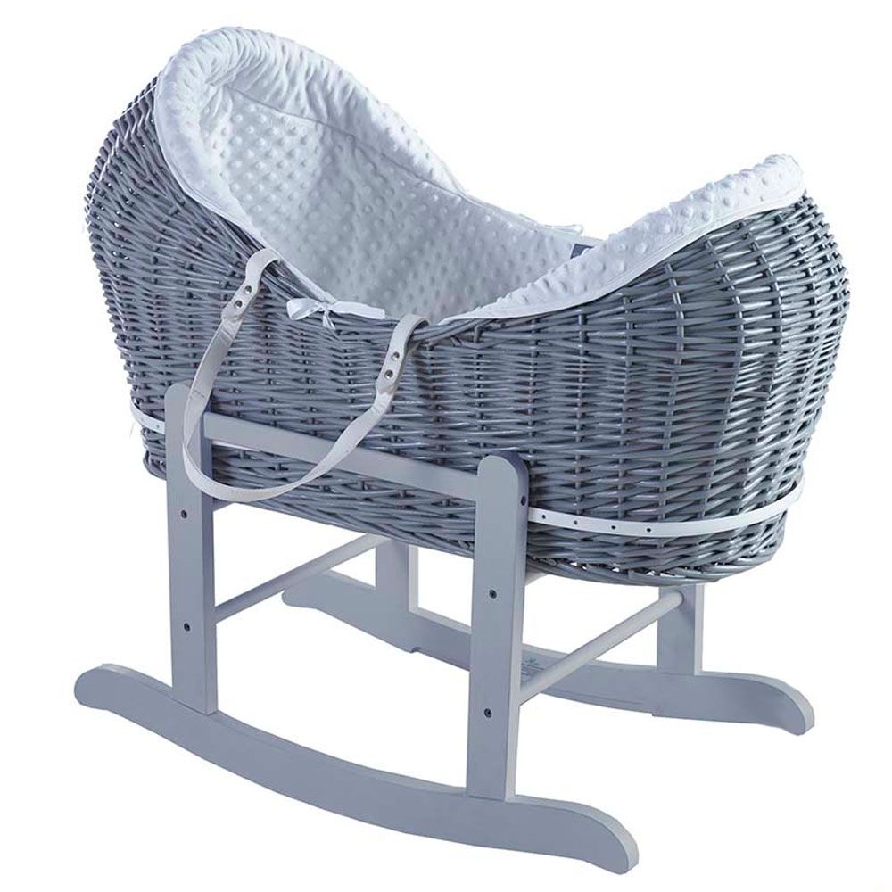 Kinder valley white dimple on dove grey wicker moses deals basket